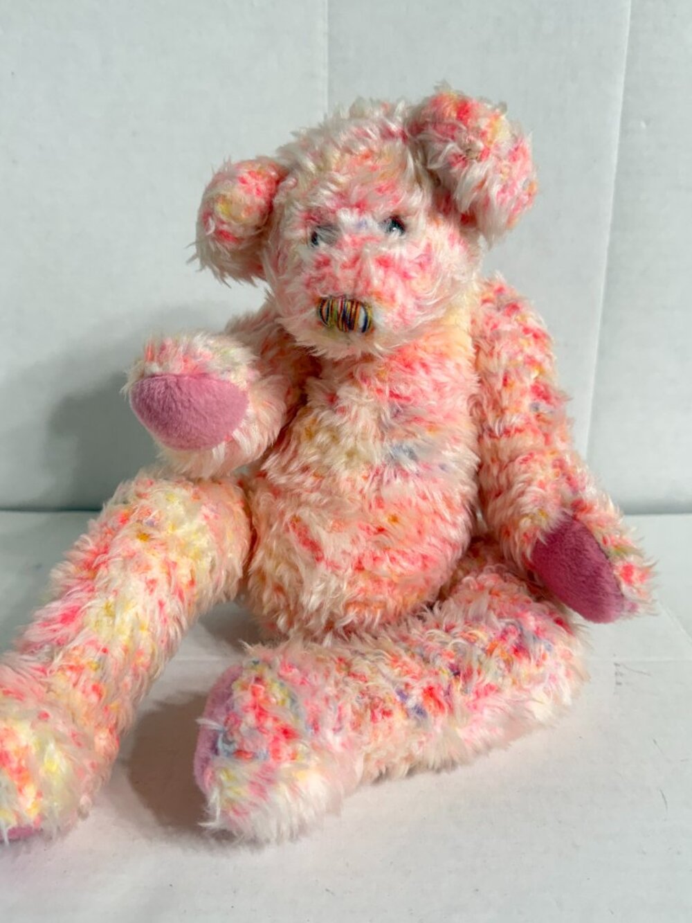 Ty RAZZMATAZZ Teddy Bear Plush 2000 Multicolor Pink Rainbow 17" Vintage - No Bow